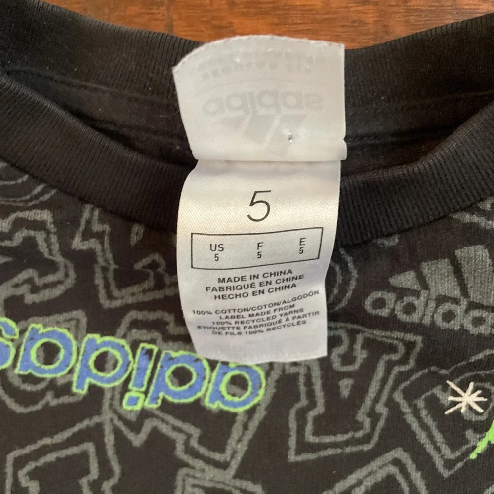 Adidas Kids All Over Print Thin Sweatshirt‎ Shirt Crewneck Cotton Size 5
